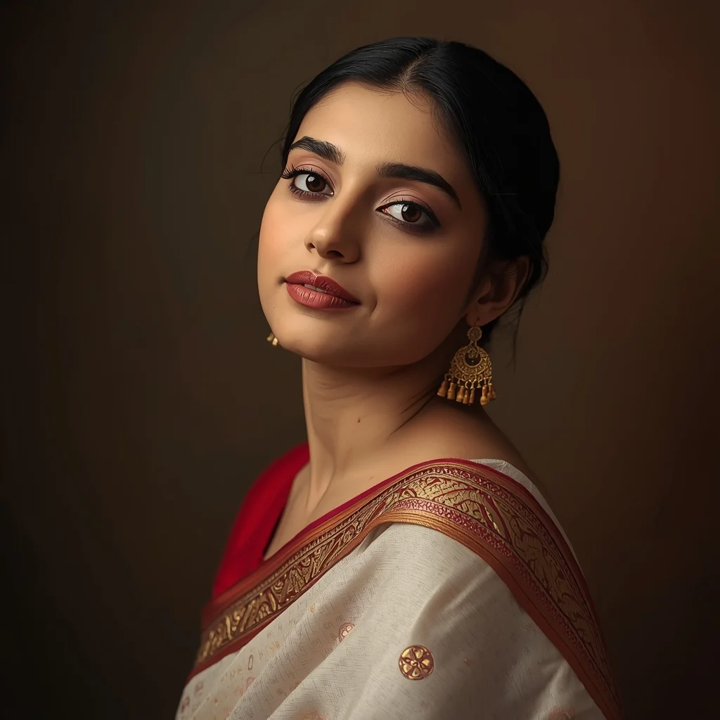 Close-Up Cultural Saree Portrait | Ai Prompt Gallery