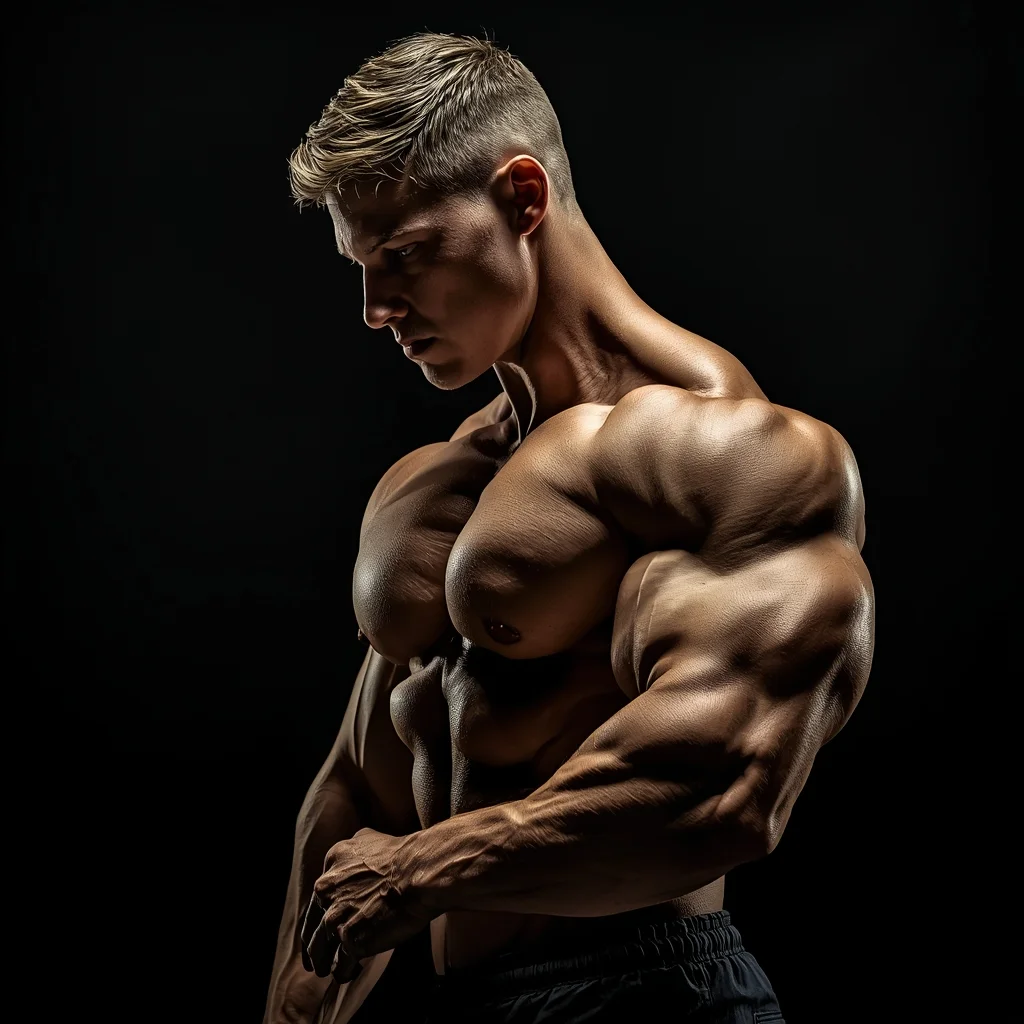 Gym Bodybuilder Side Chest Pose | Ultra Realistic Photo Prompt