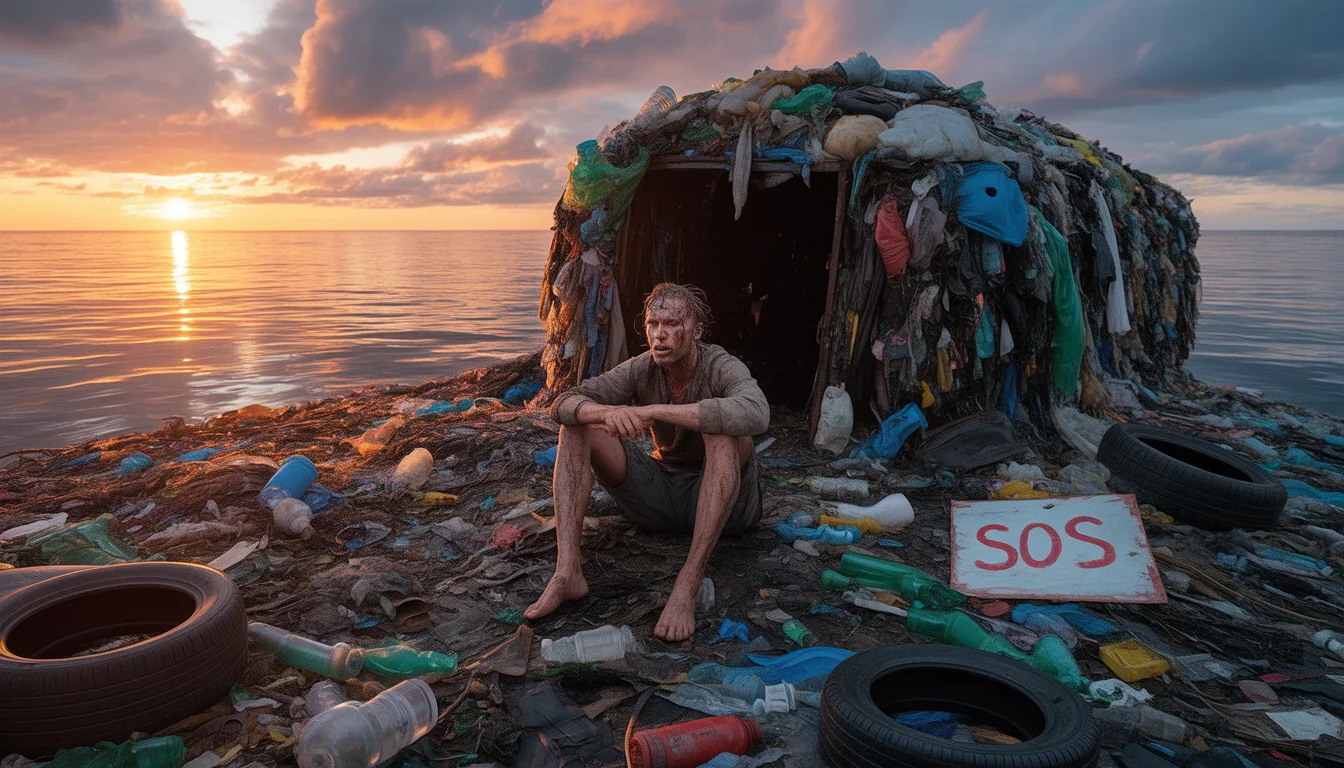 I Survived 7 Days on a Toxic "Trash Island" in the Ocean | Ai Design Prompt
