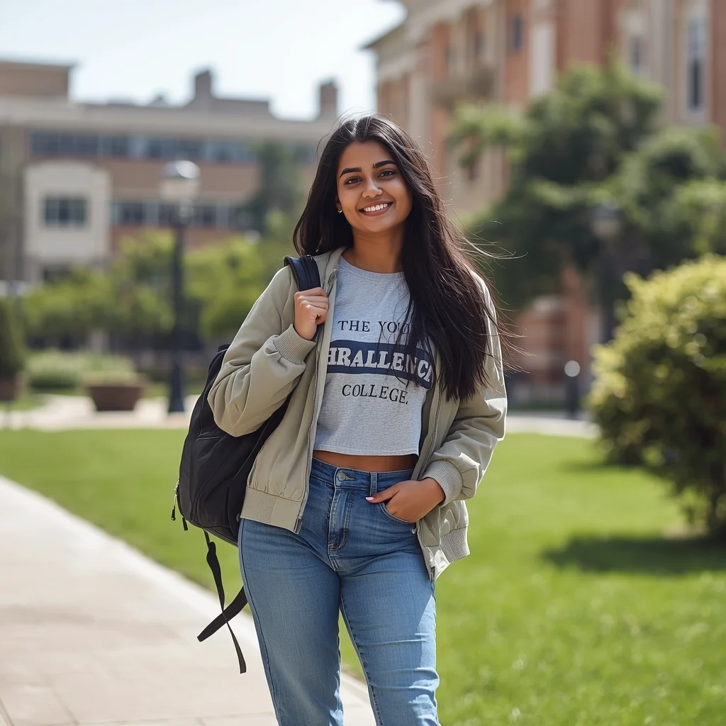 Indian College Campus Casual Pose | Realistic Photo Prompt