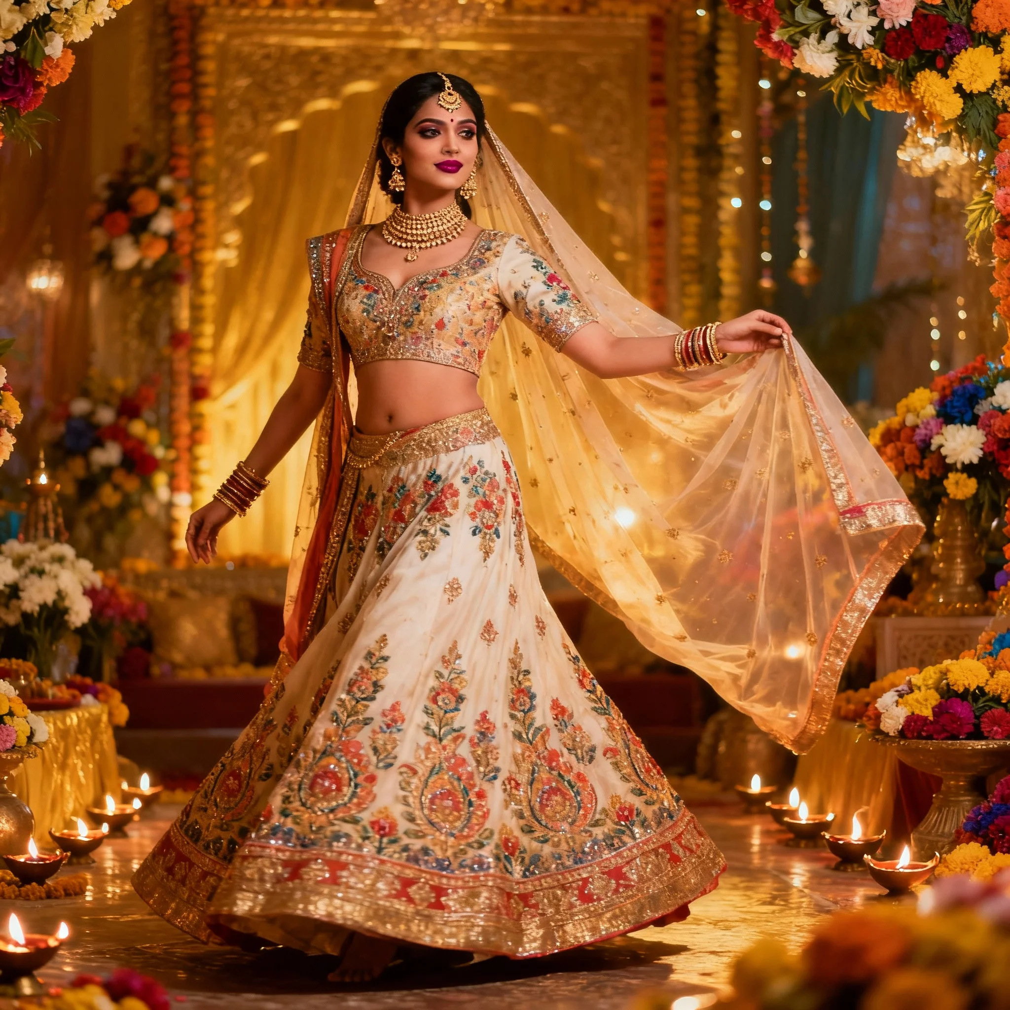 Indian Female Festive Traditional Elegance Pose | Fantasy Image Prompt