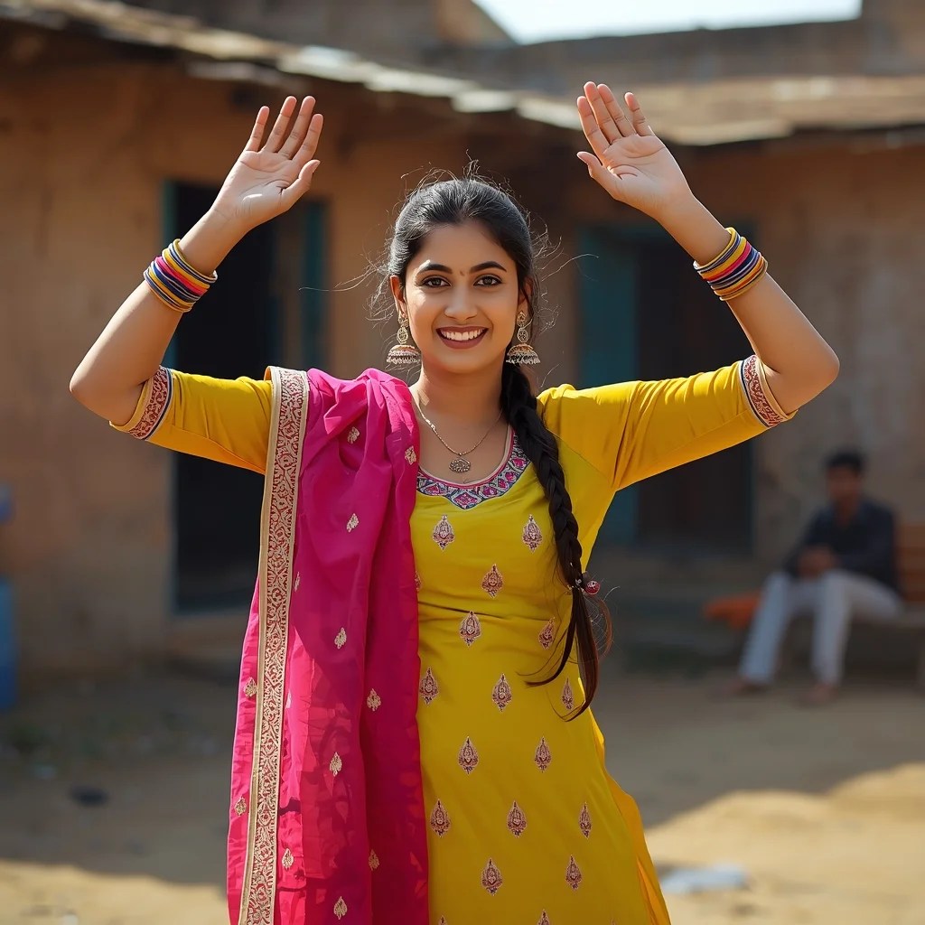 Punjabi Rural Giddha Pose | Gemini Prompt Format