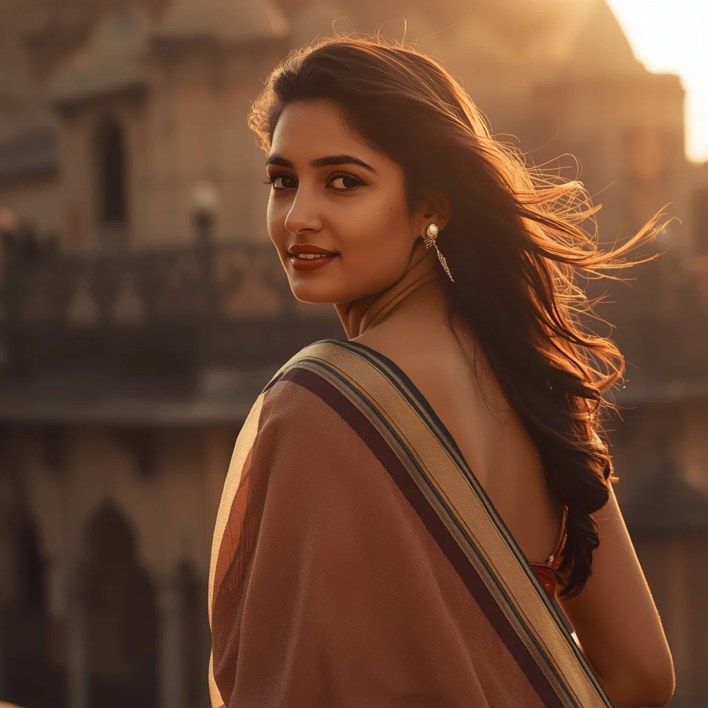 Saree Over-Shoulder Glance | Prompt Formula For Ai